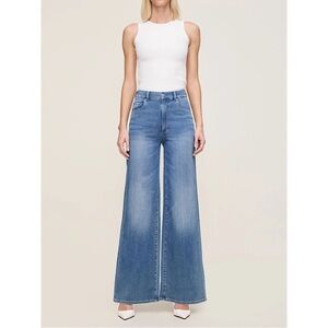 DL1961 wide leg blue jean‎ Hepburn Wide Leg High Rise Jeans Mohonk Wash 30